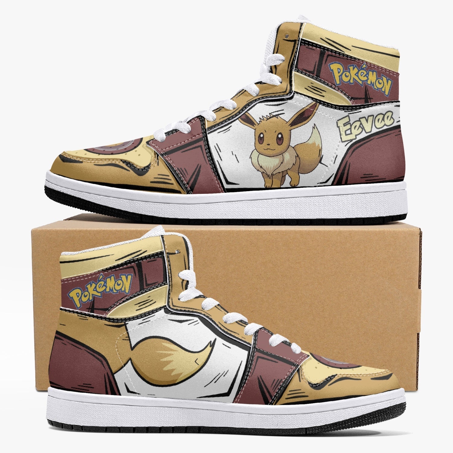 Eevee Pokemon Mid 1 Basketball Shoes