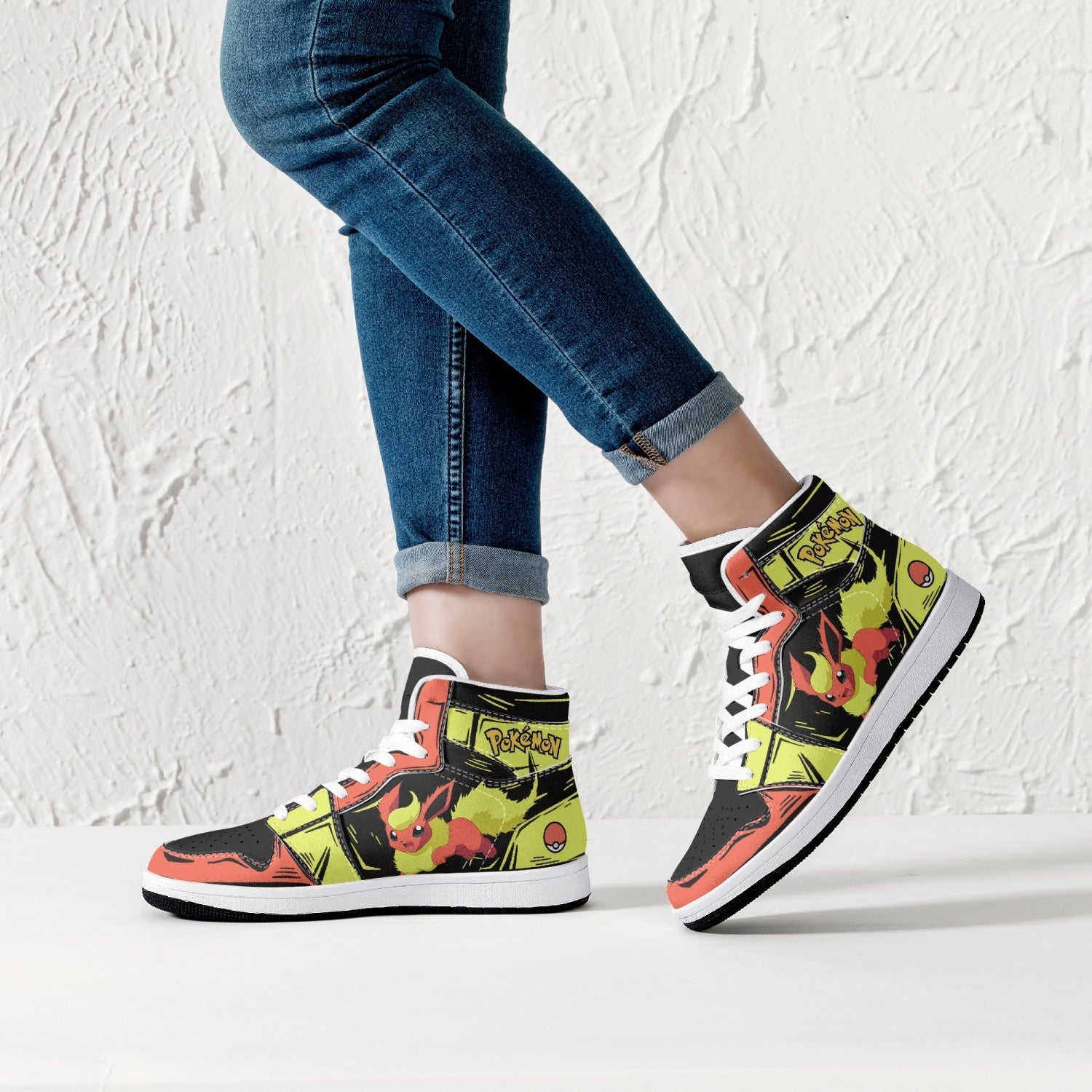 Flareon Pokemon Mid 1 Basketball Shoes