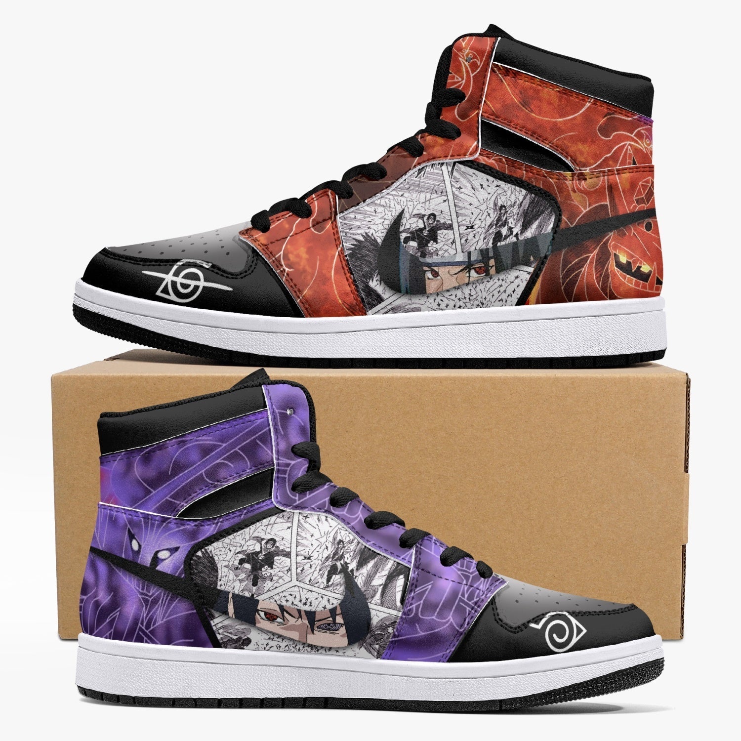Itachi and Sasuke Uchiha Susano Naruto Mid 1 Basketball Shoes