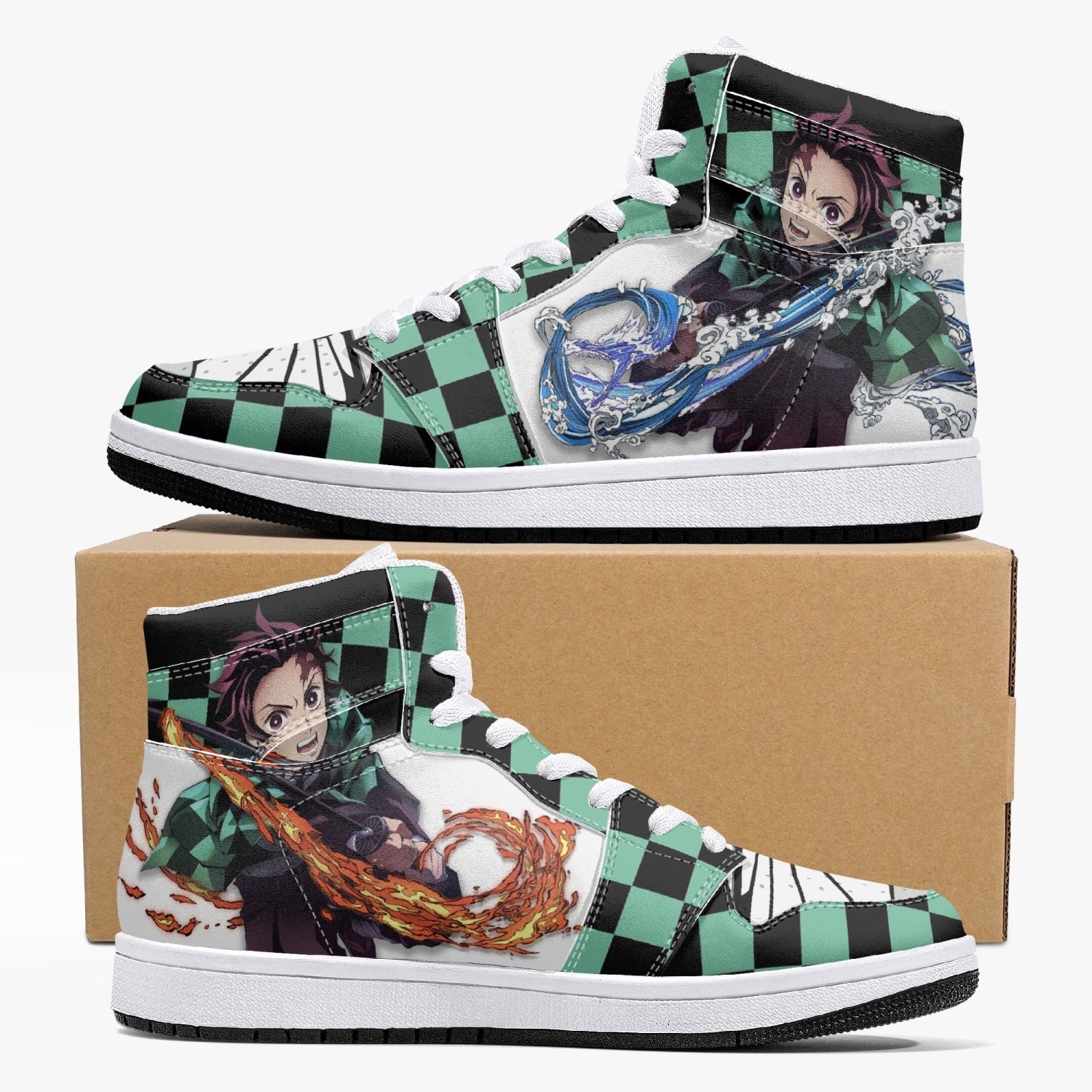 Tanjiro Kamado Water and Sun Breathing Demon Slayer Mid 1 Basketball Shoes