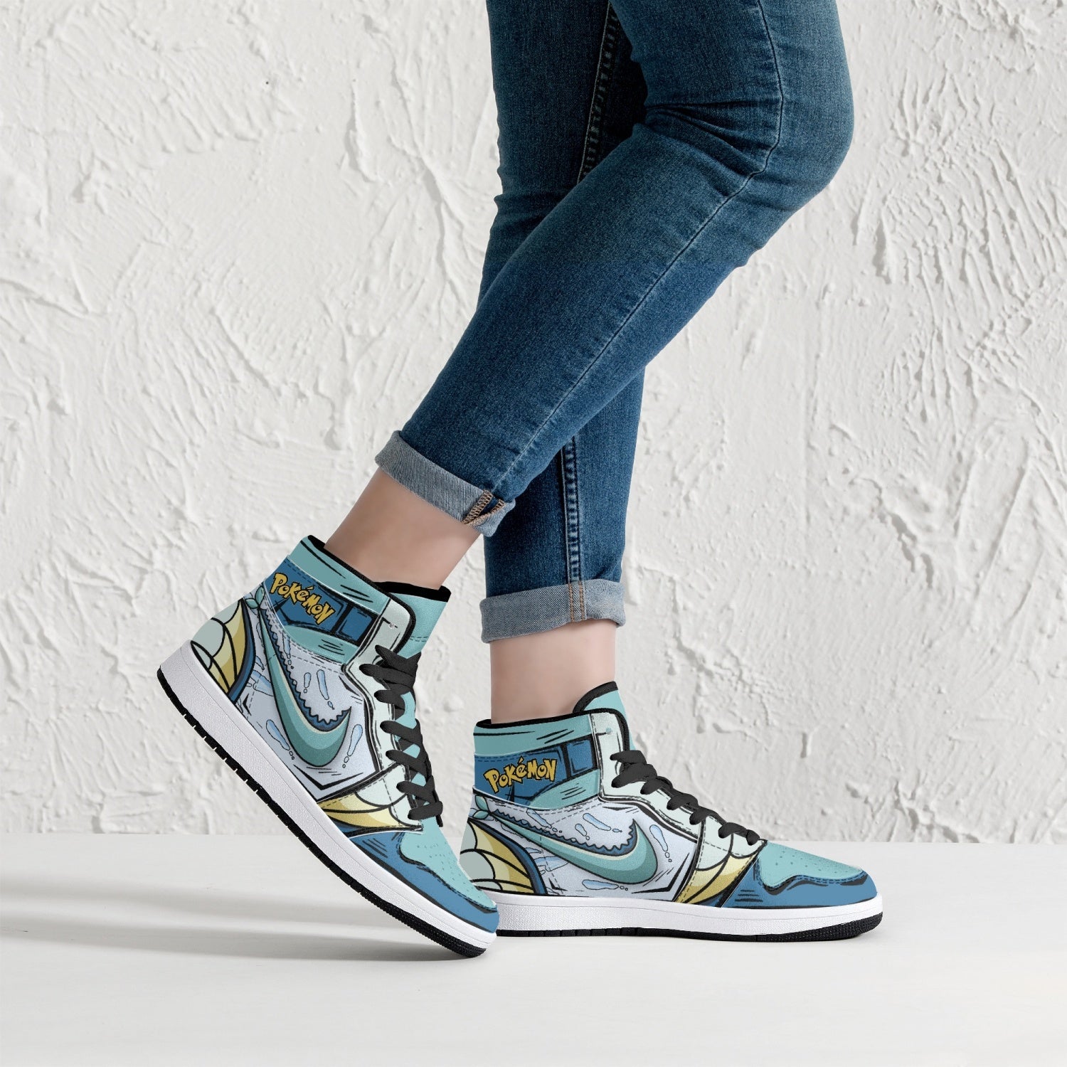 Vaporeon Pokemon Mid 1 Basketball Shoes