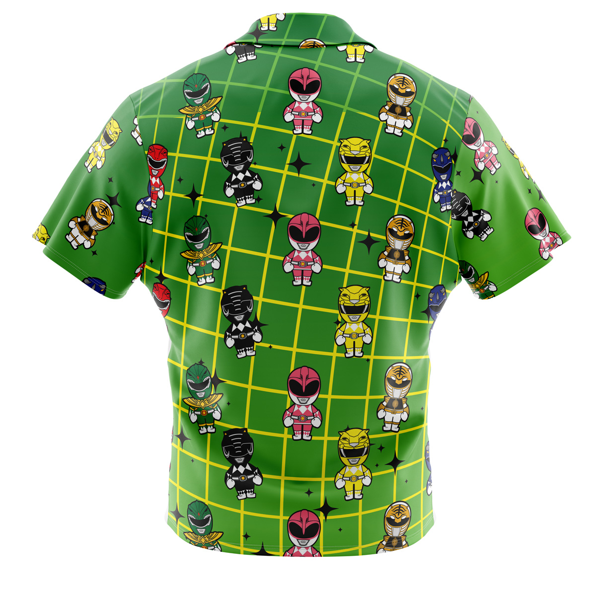 Chibi Power Rangers Pattern Button Up Hawaiian Shirt