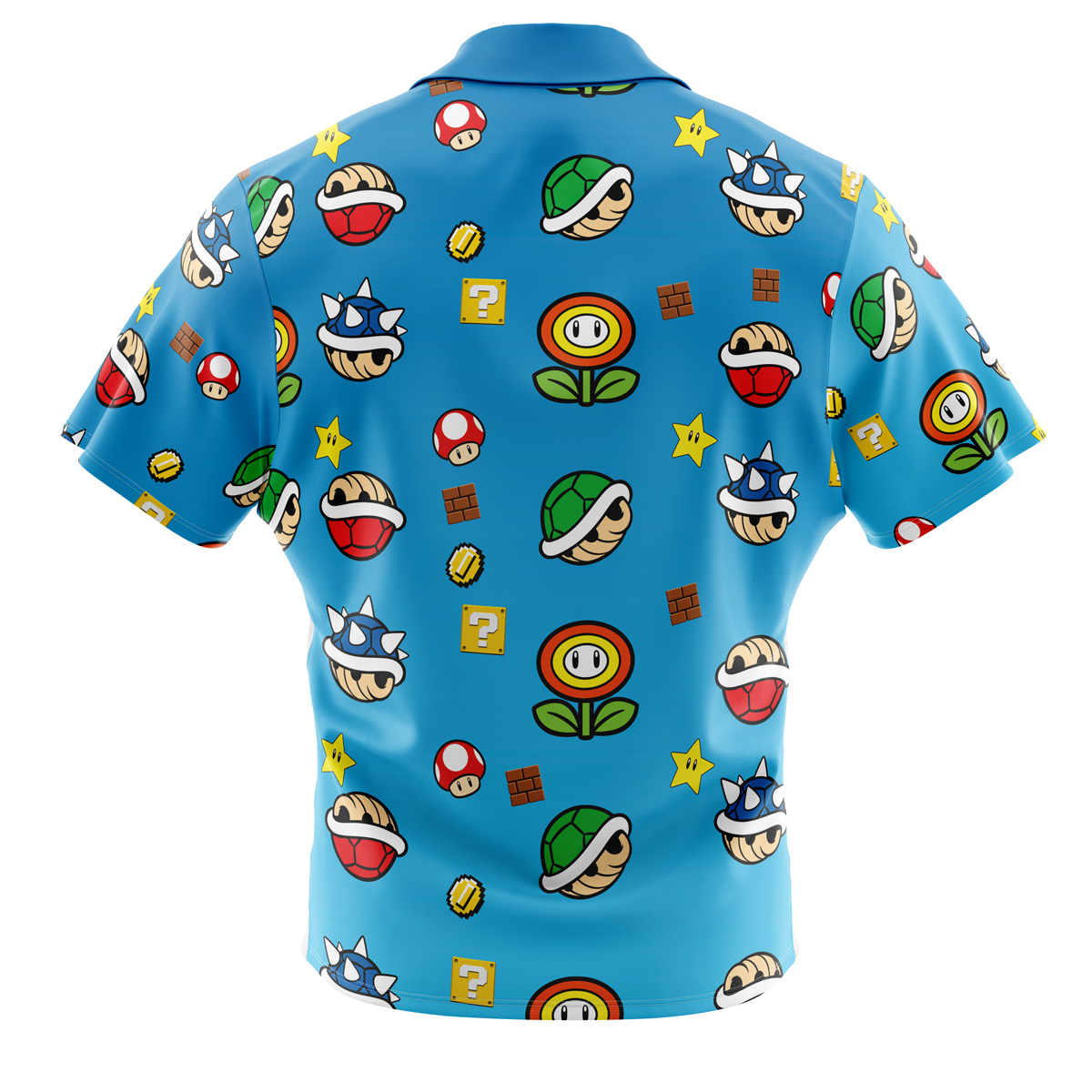 Mario Bros Items Pattern Button Up Hawaiian Shirt