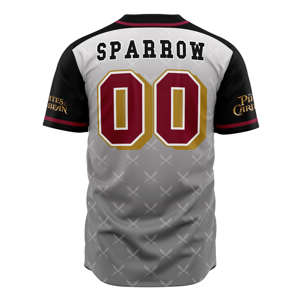 Sparrow Pirates of the Caribbean V1 Disney Baseball Jersey
