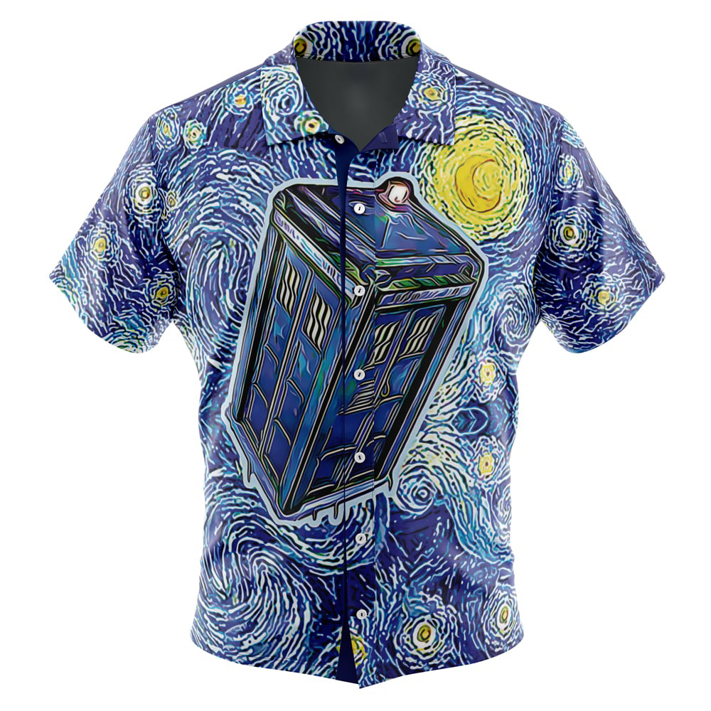 Tardis Starry Night Doctor Who Button Up Hawaiian Shirt -BXCS-